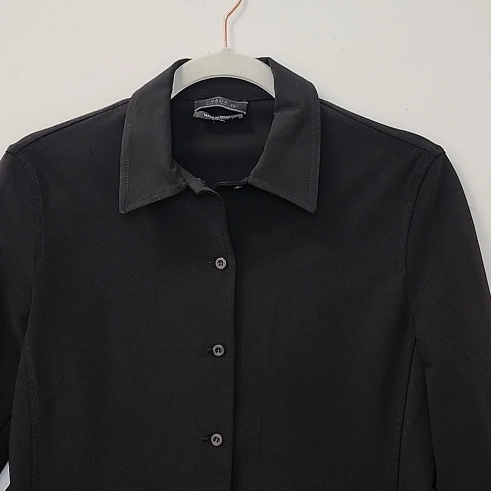 Prada Classic Black Women's Button-Up Shirt Sz 40/ Large - Picture 3 of 16